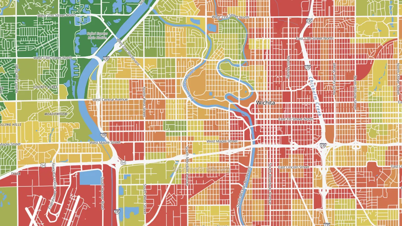 Delano, Wichita, KS Map of Robbery Rates