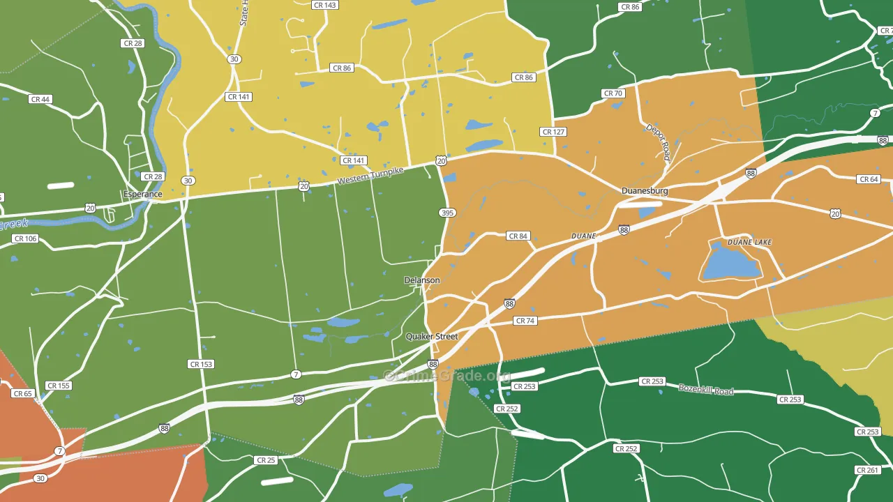 Delanson, NY Map of Robbery Rates
