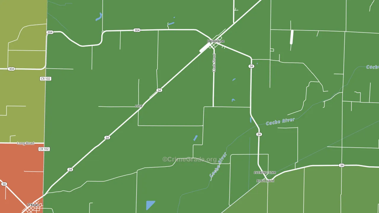 Delaplaine, AR Map of Robbery Rates