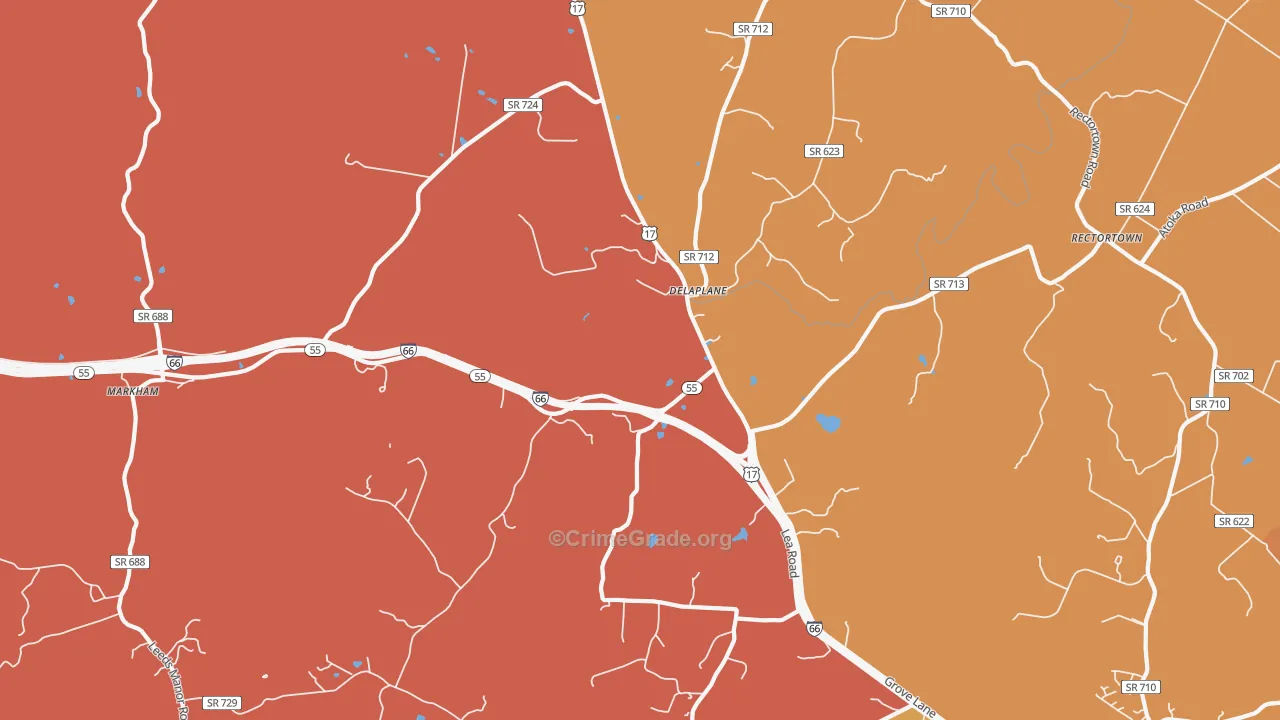 Delaplane, VA Map of Robbery Rates