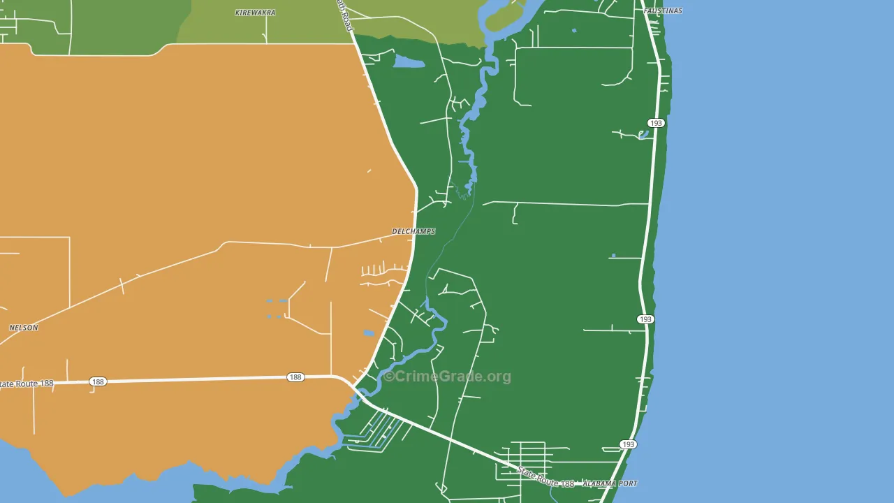 Delchamps, AL Map of Robbery Rates