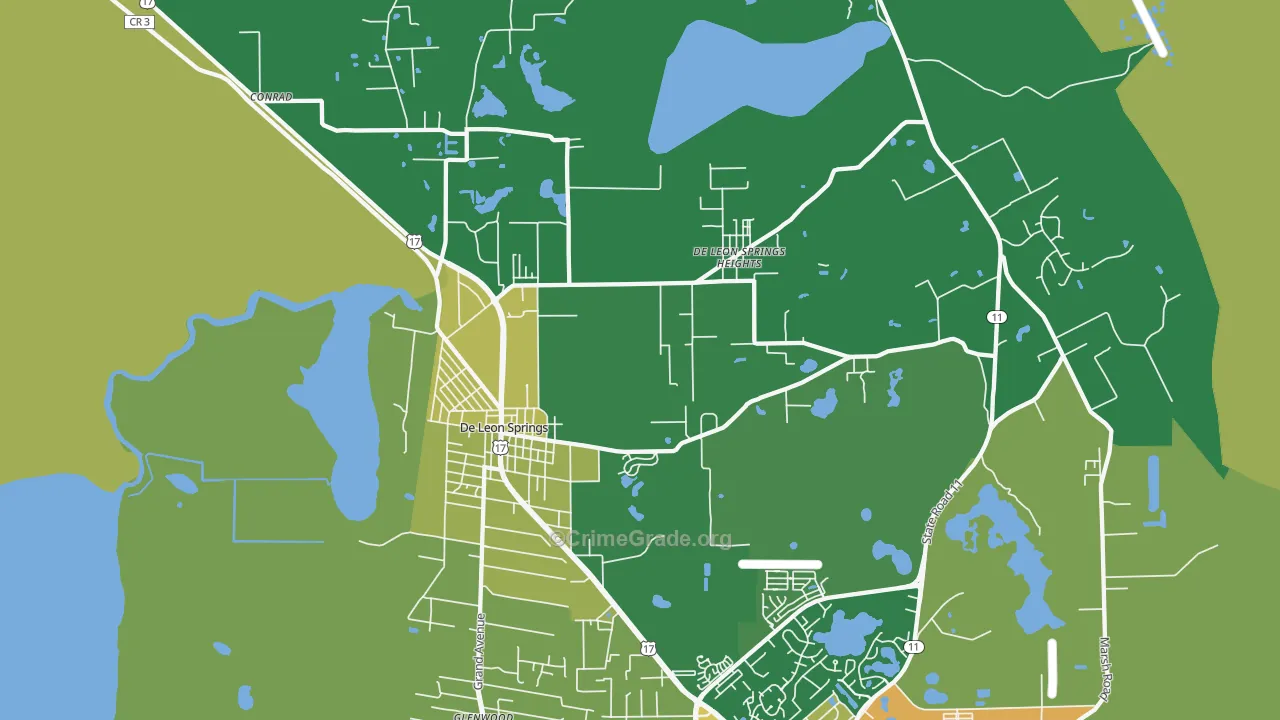 DeLeon Springs, FL Map of Robbery Rates