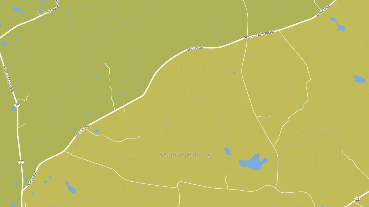Delhi, GA Map of Robbery Rates