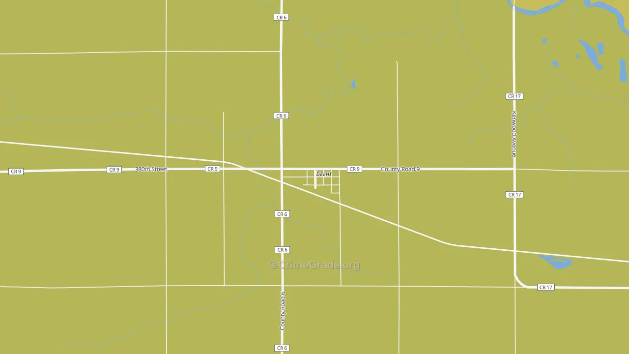 Delhi, MN Map of Robbery Rates