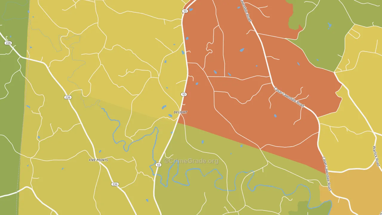 Delight, NC Map of Robbery Rates
