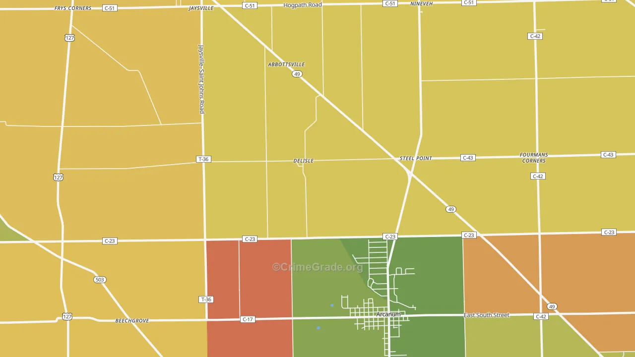 Delisle, OH Map of Robbery Rates