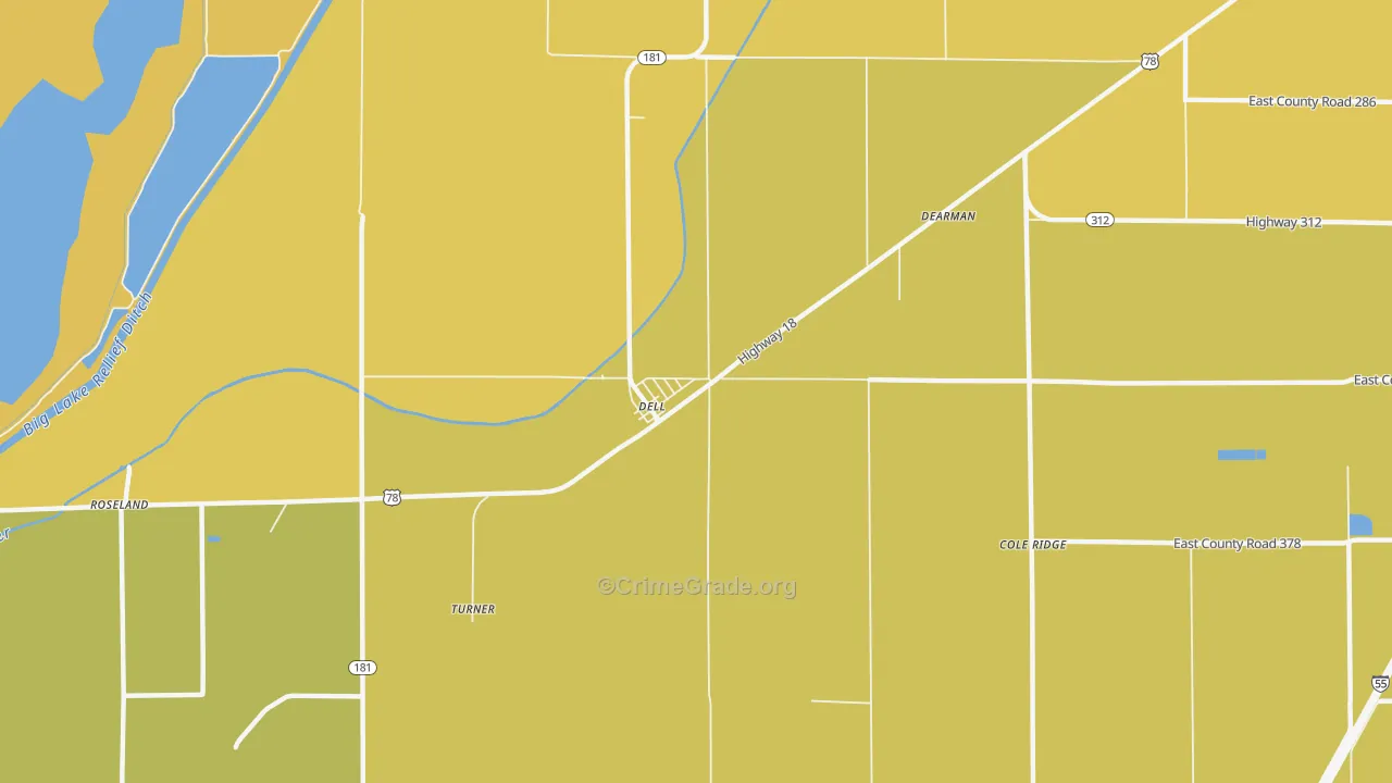 Dell, AR Map of Robbery Rates