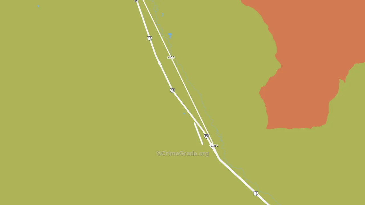Dell, MT Map of Robbery Rates