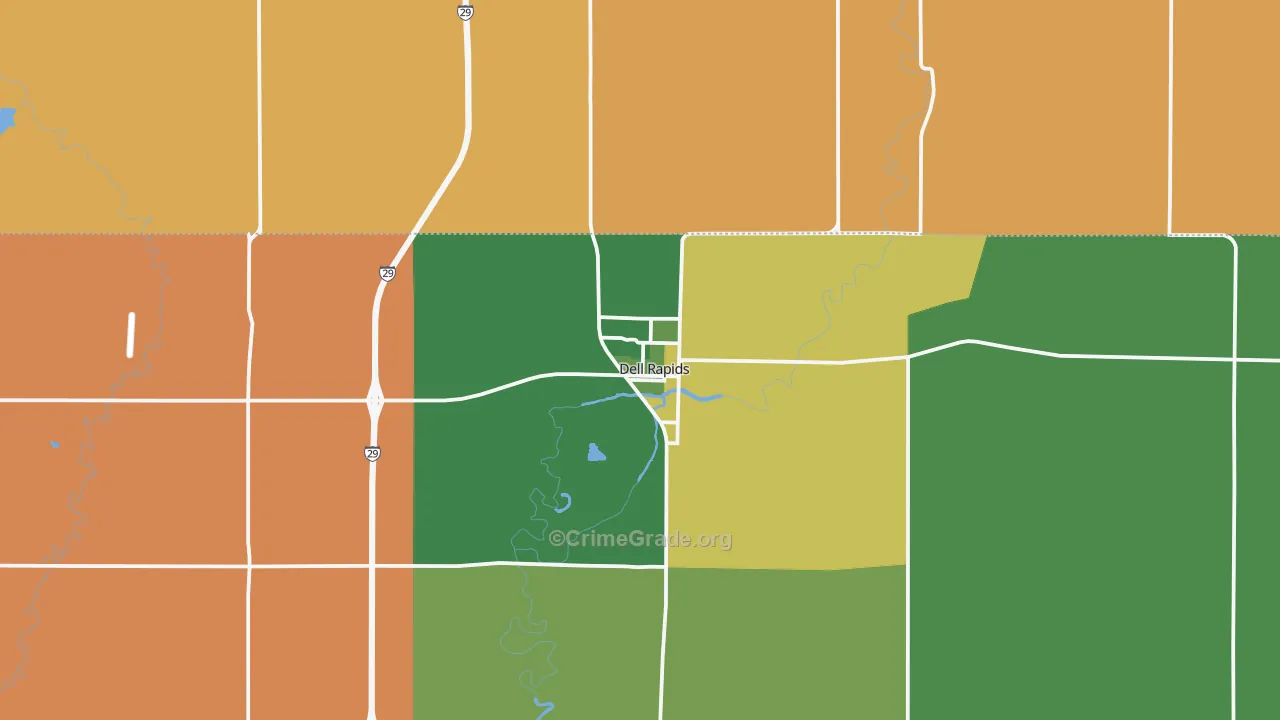 Dell Rapids, SD Map of Robbery Rates