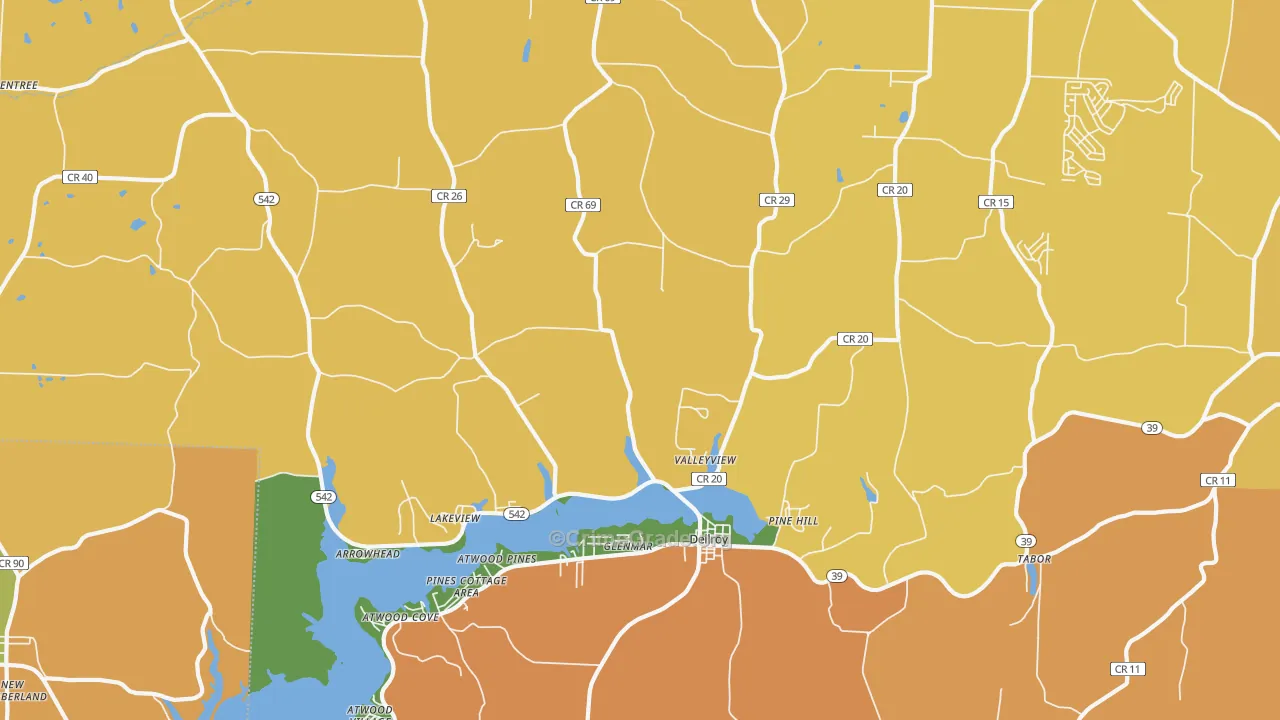 Dellroy, OH Map of Robbery Rates