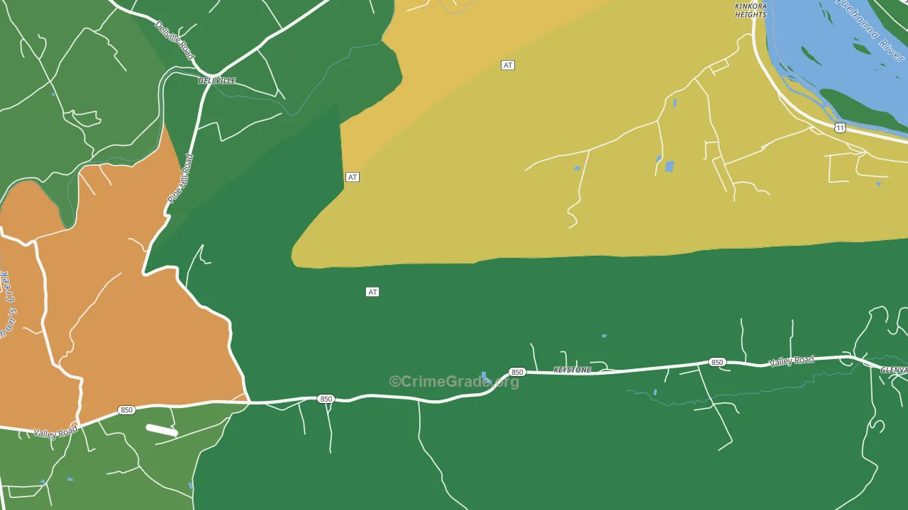 Dellville, PA Map of Robbery Rates