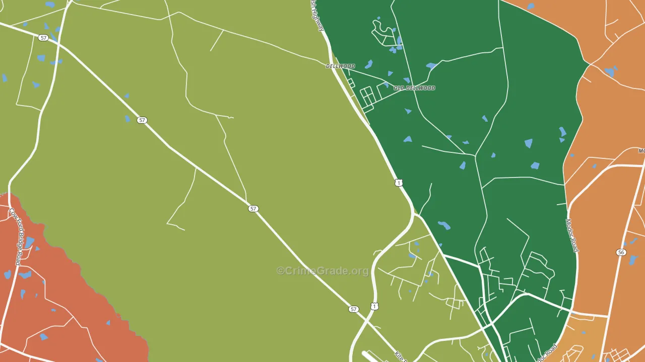 Dellwood, GA Map of Robbery Rates