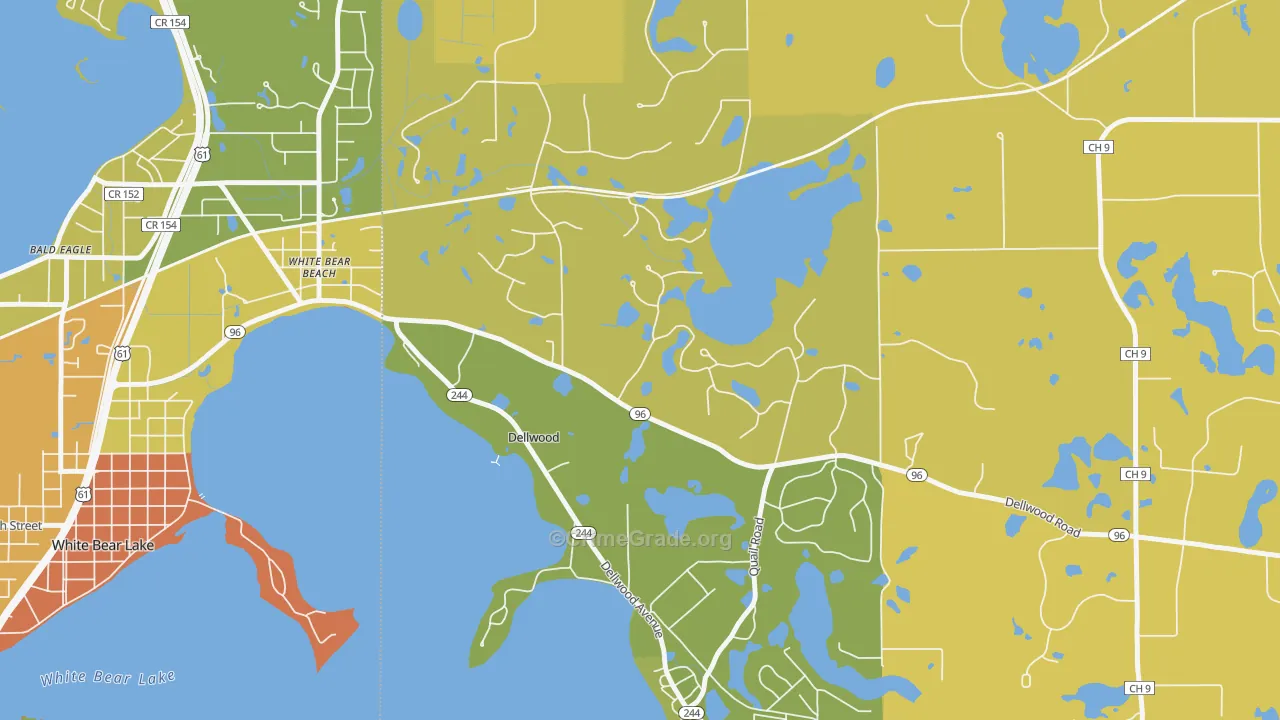 Dellwood, MN Map of Robbery Rates