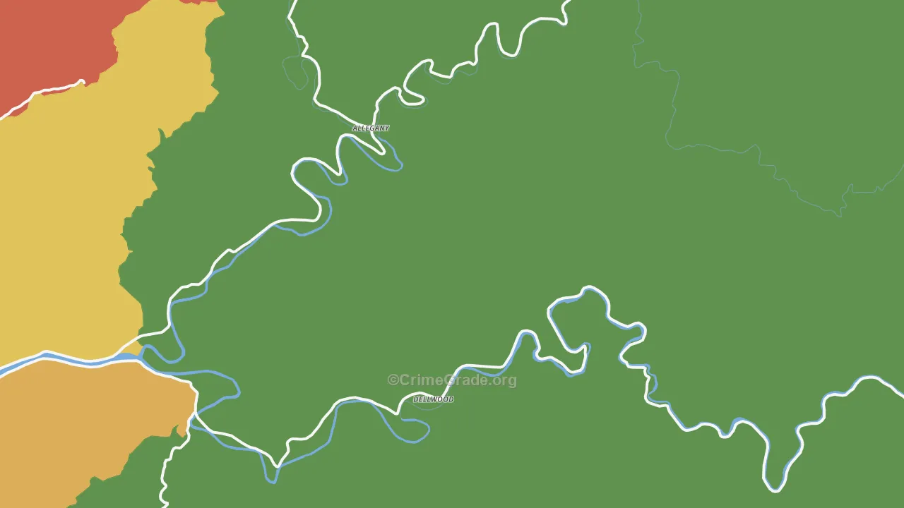 Dellwood, OR Map of Robbery Rates