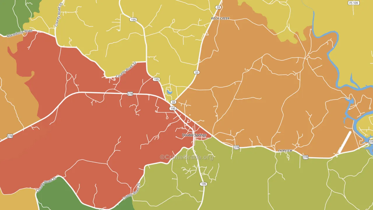 Delmar, AL Map of Robbery Rates