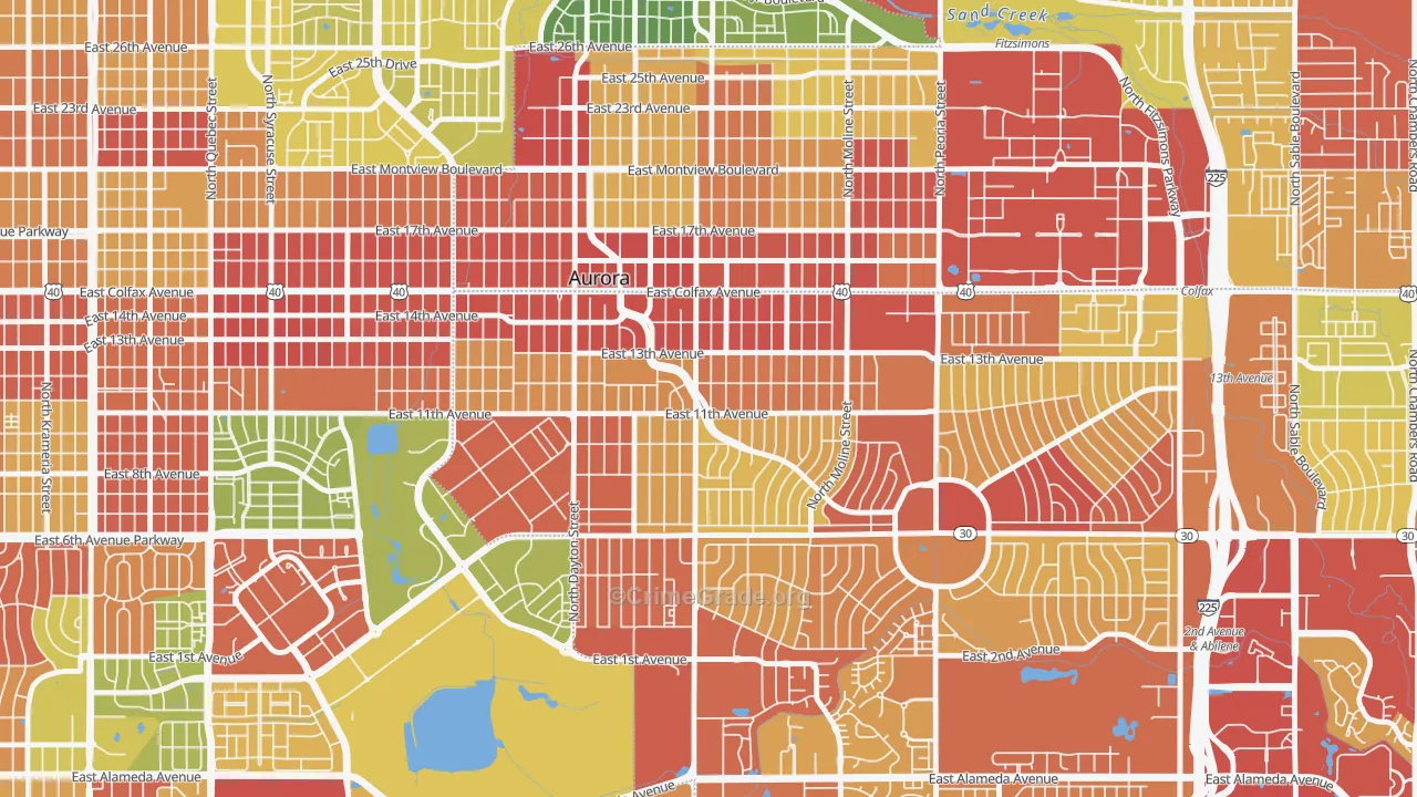 Delmar Parkway, Aurora, CO Map of Robbery Rates