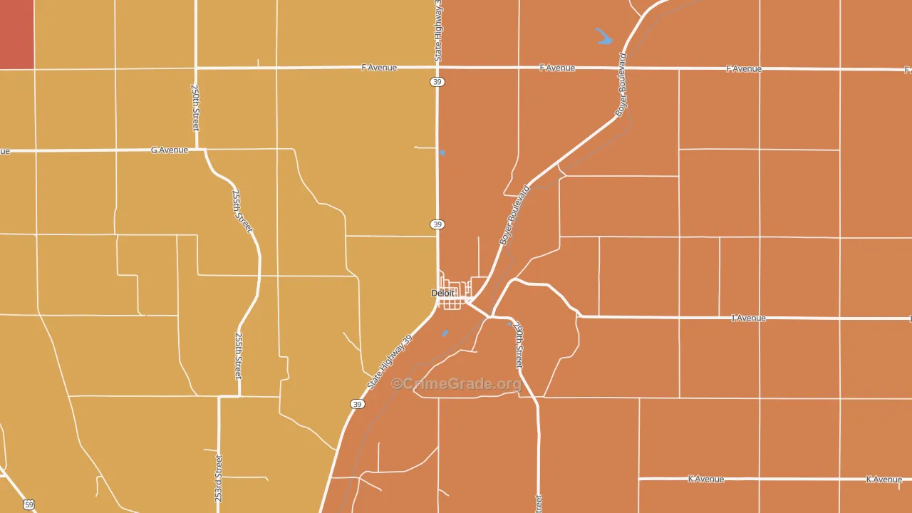 Deloit, IA Map of Robbery Rates