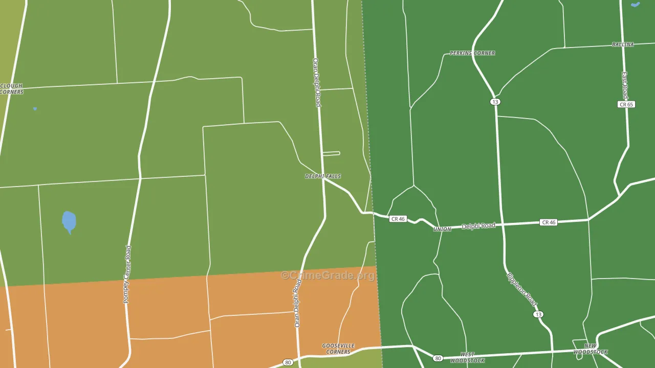 Delphi Falls, NY Map of Robbery Rates