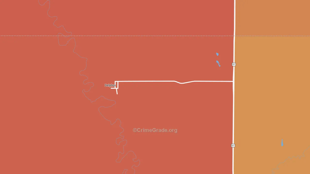 Delphos, KS Map of Robbery Rates