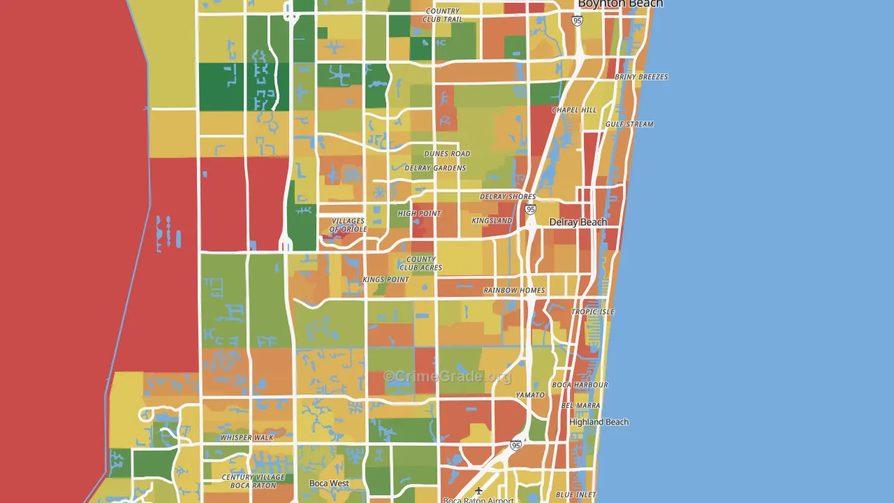 Delray Beach, FL Map of Robbery Rates
