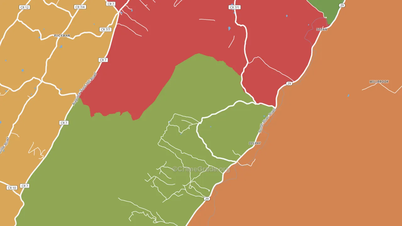 Delray, WV Map of Robbery Rates