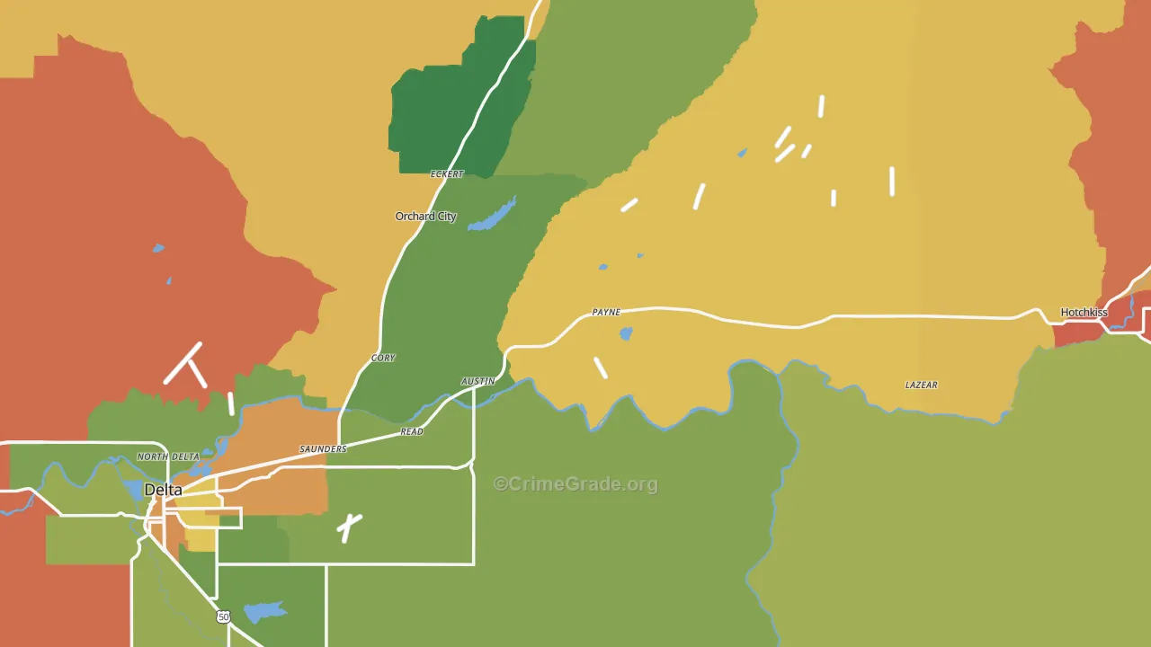 Delta County, CO Map of Robbery Rates