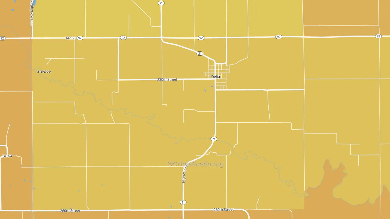 Delta, IA Map of Robbery Rates