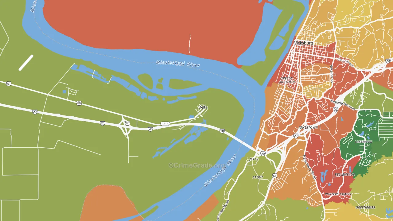 Delta, LA Map of Robbery Rates