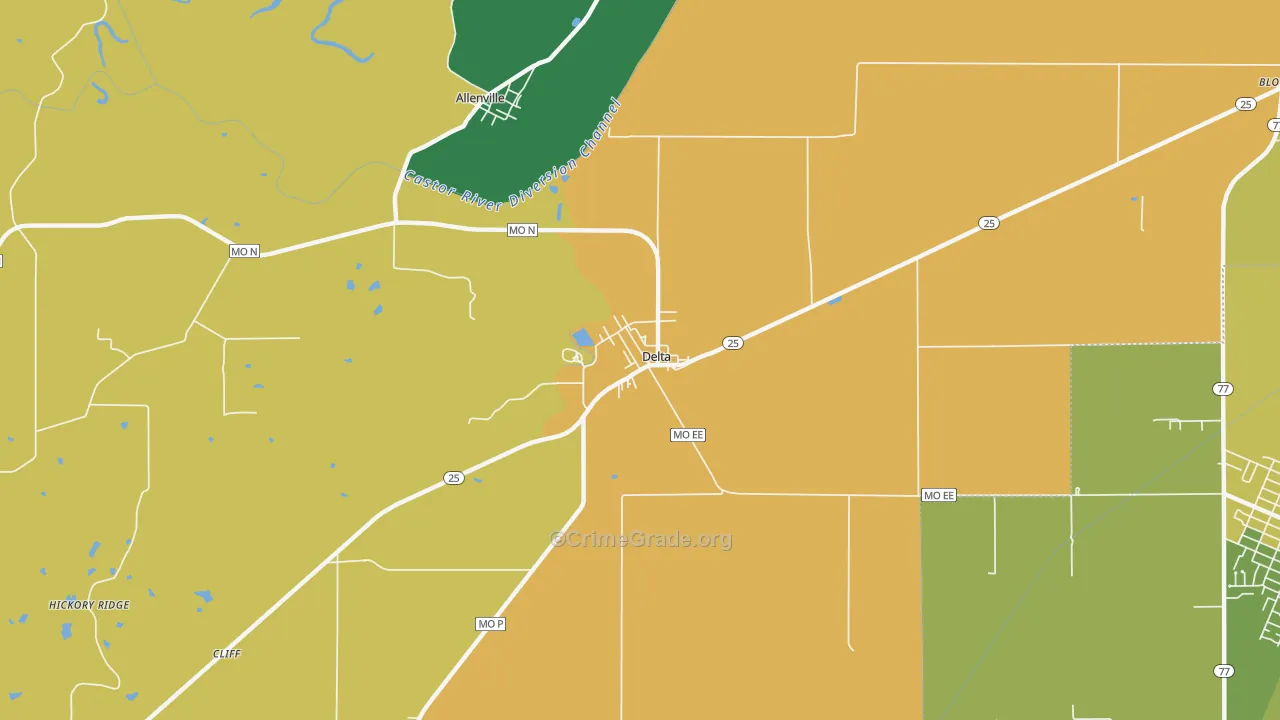 Delta, MO Map of Robbery Rates