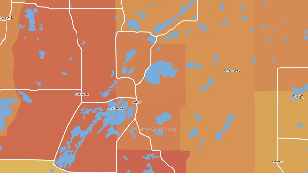 Delton, MI Map of Robbery Rates