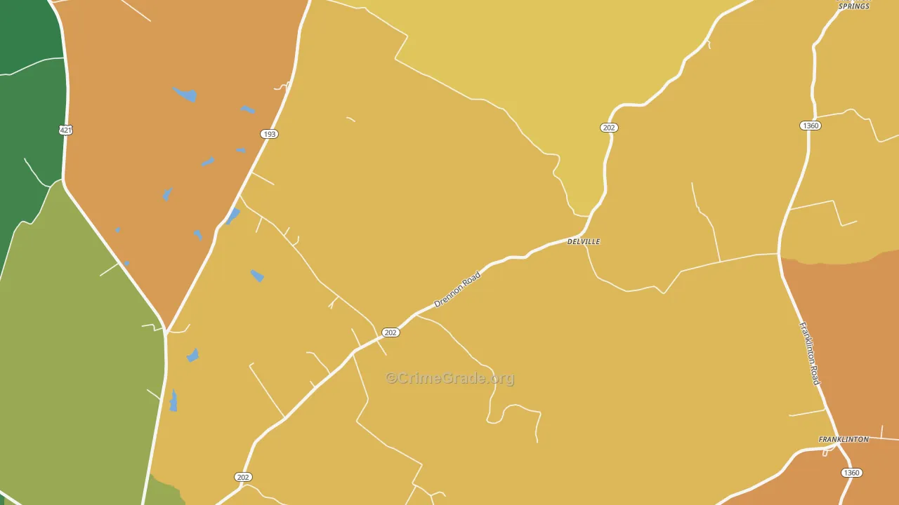 Delville, KY Map of Robbery Rates