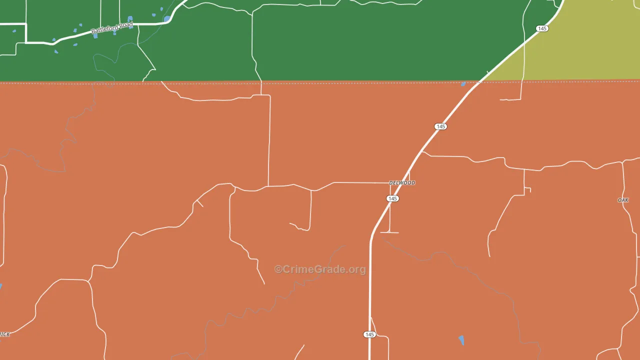 Delwood, IL Map of Robbery Rates