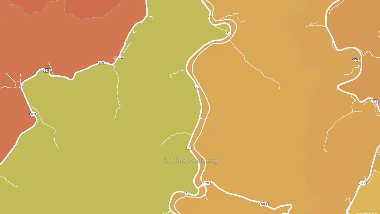 Dema, KY Map of Robbery Rates