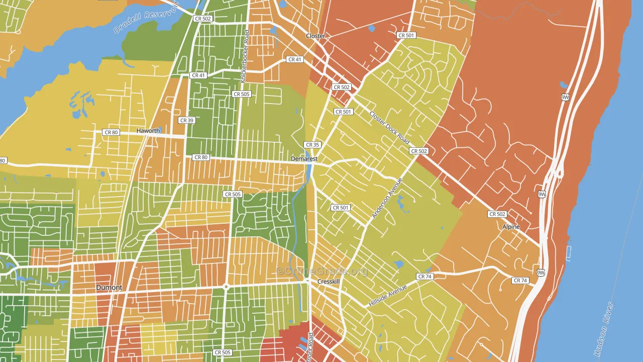DeMarest, NJ Map of Robbery Rates