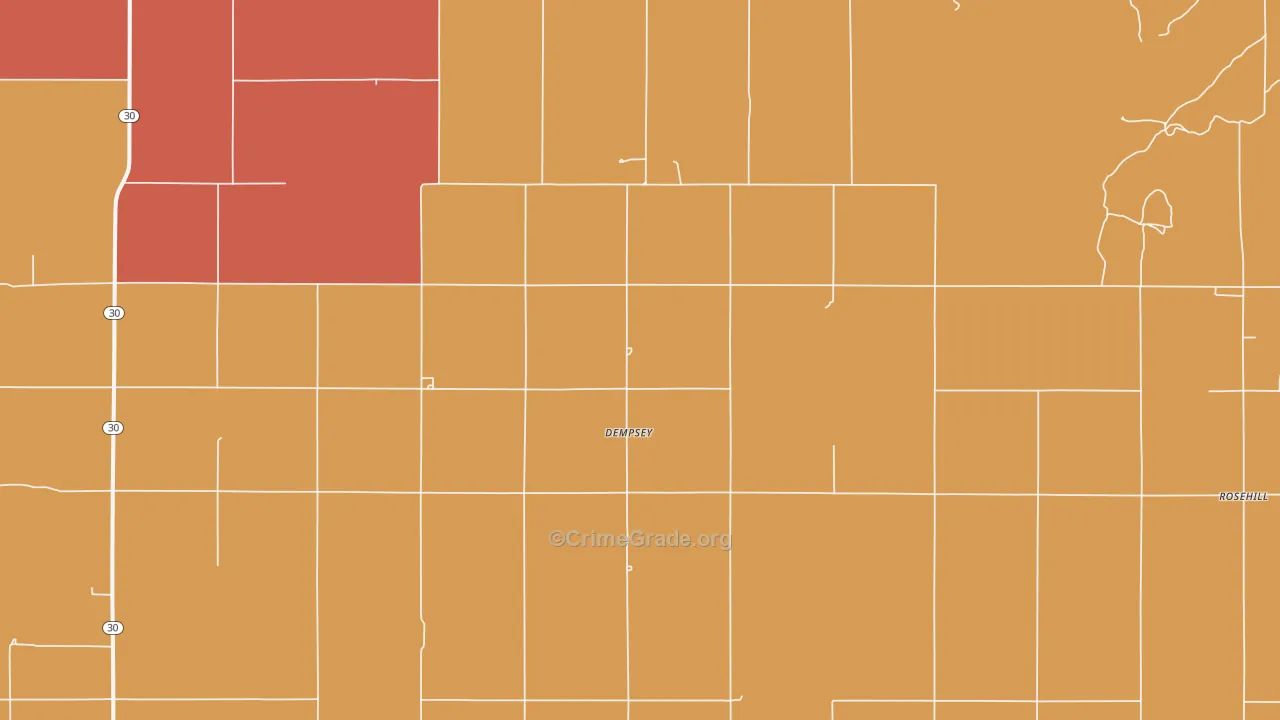 Dempsey, OK Map of Robbery Rates