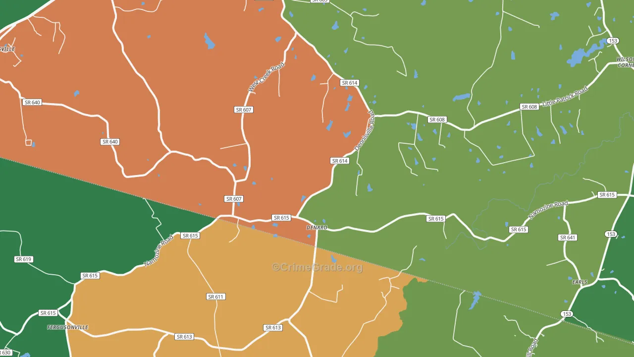 Denaro, VA Map of Robbery Rates