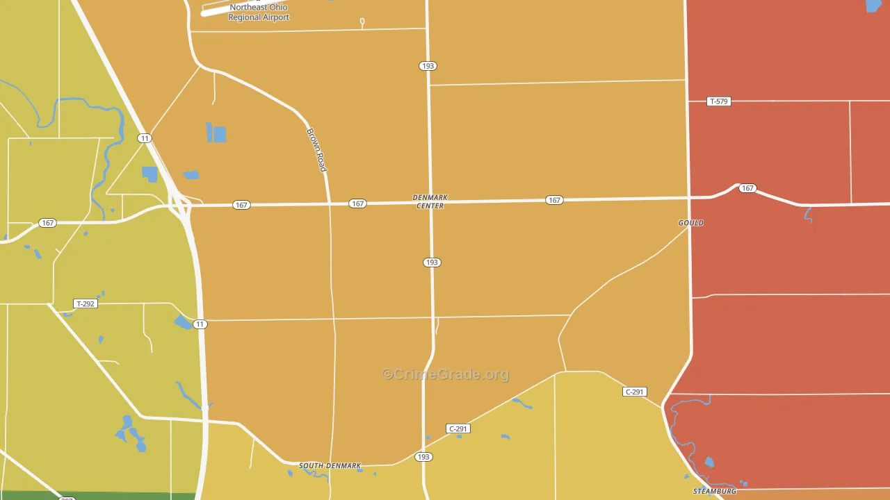 Denmark Center, OH Map of Robbery Rates