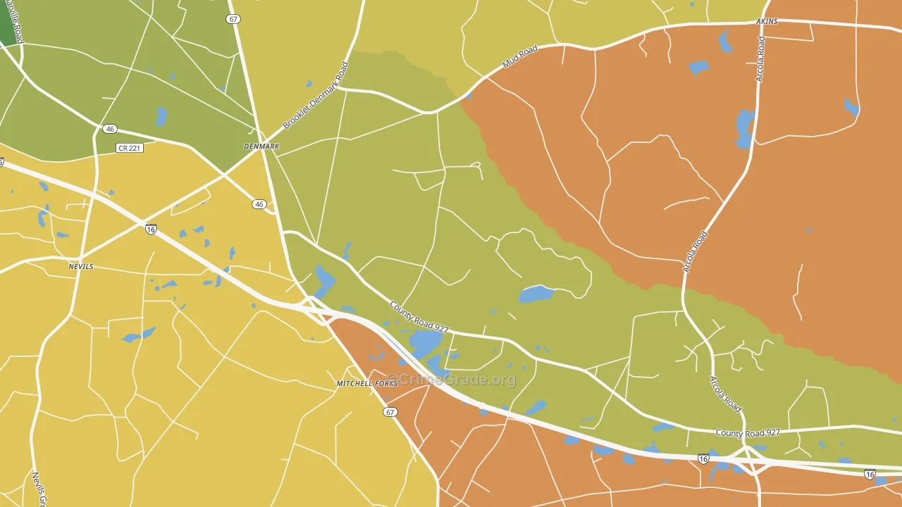 Denmark, GA Map of Robbery Rates