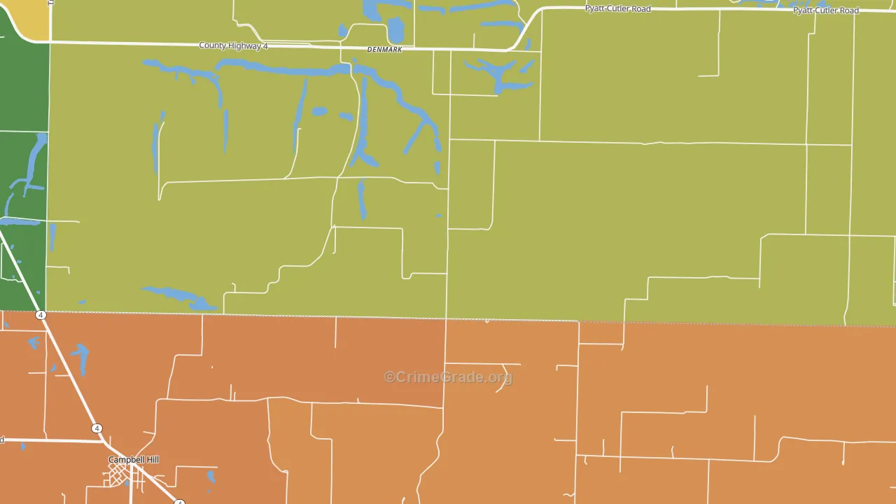 Denmark, IL Map of Robbery Rates