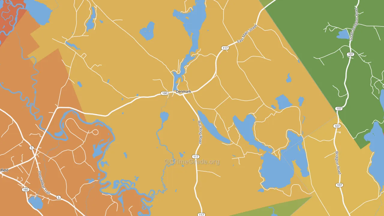 Denmark, ME Map of Robbery Rates