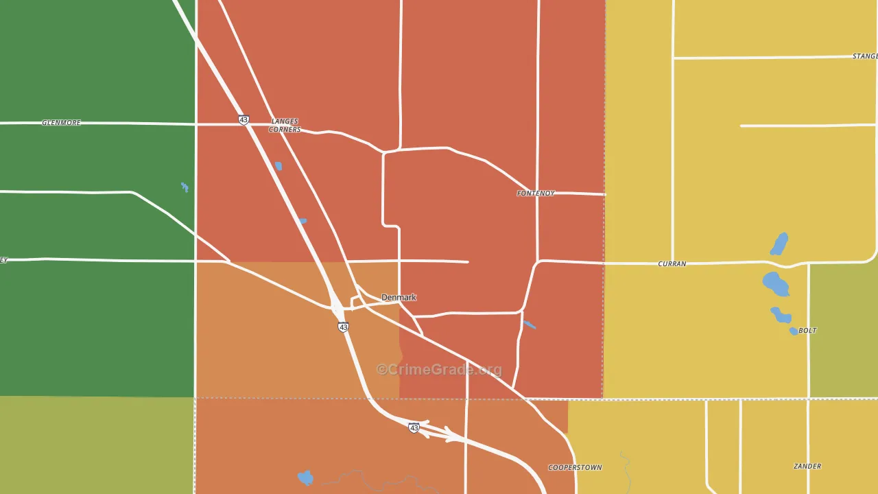 Denmark, WI Map of Robbery Rates