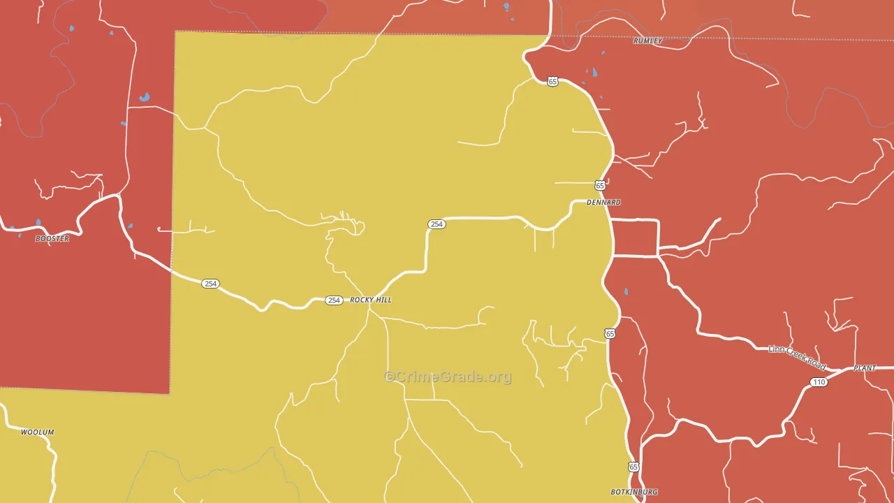 Dennard, AR Map of Robbery Rates