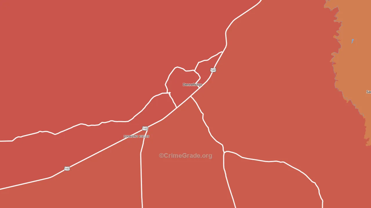 Dennehotso, AZ Map of Robbery Rates