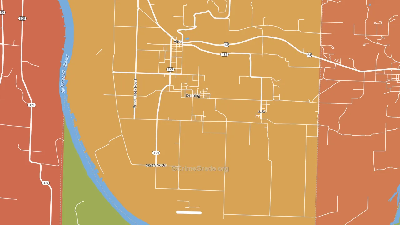 Denning, AR Map of Robbery Rates