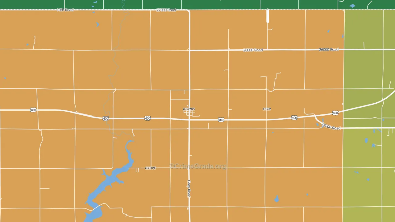 Dennis, KS Map of Robbery Rates