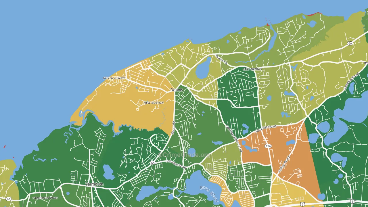 Dennis, MA Map of Robbery Rates