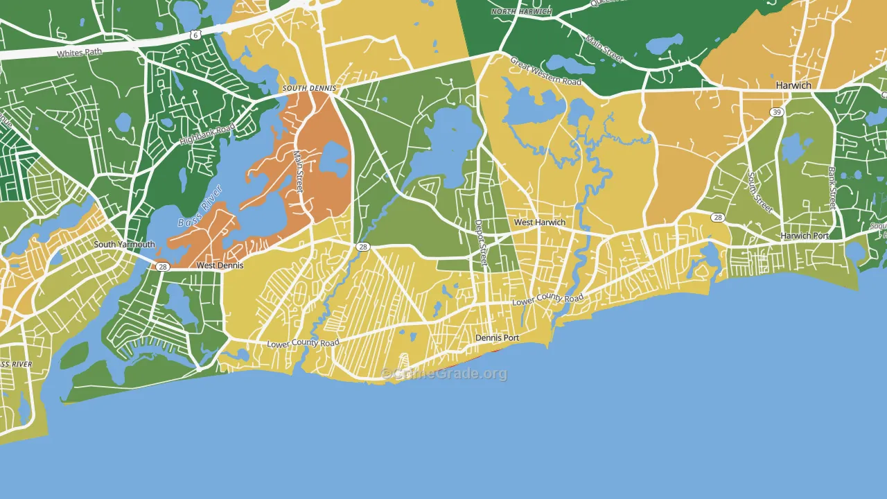Dennis Port, MA Map of Robbery Rates