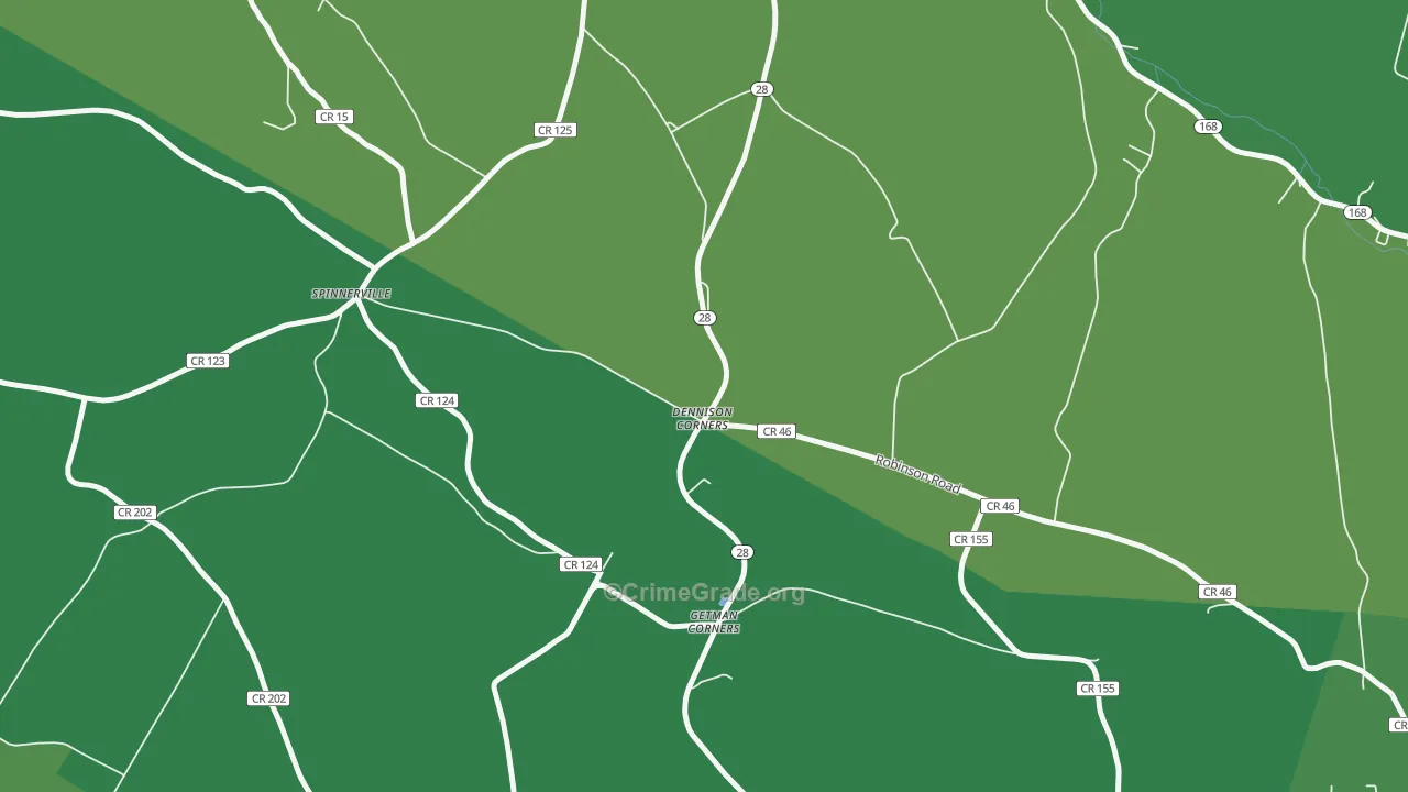 Dennison Corners, NY Map of Robbery Rates