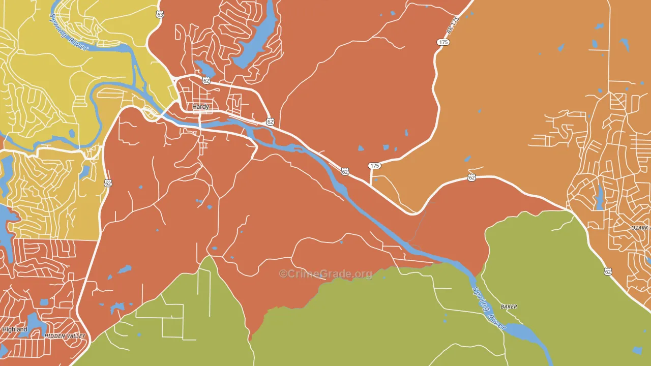 Dennison Heights, AR Map of Robbery Rates