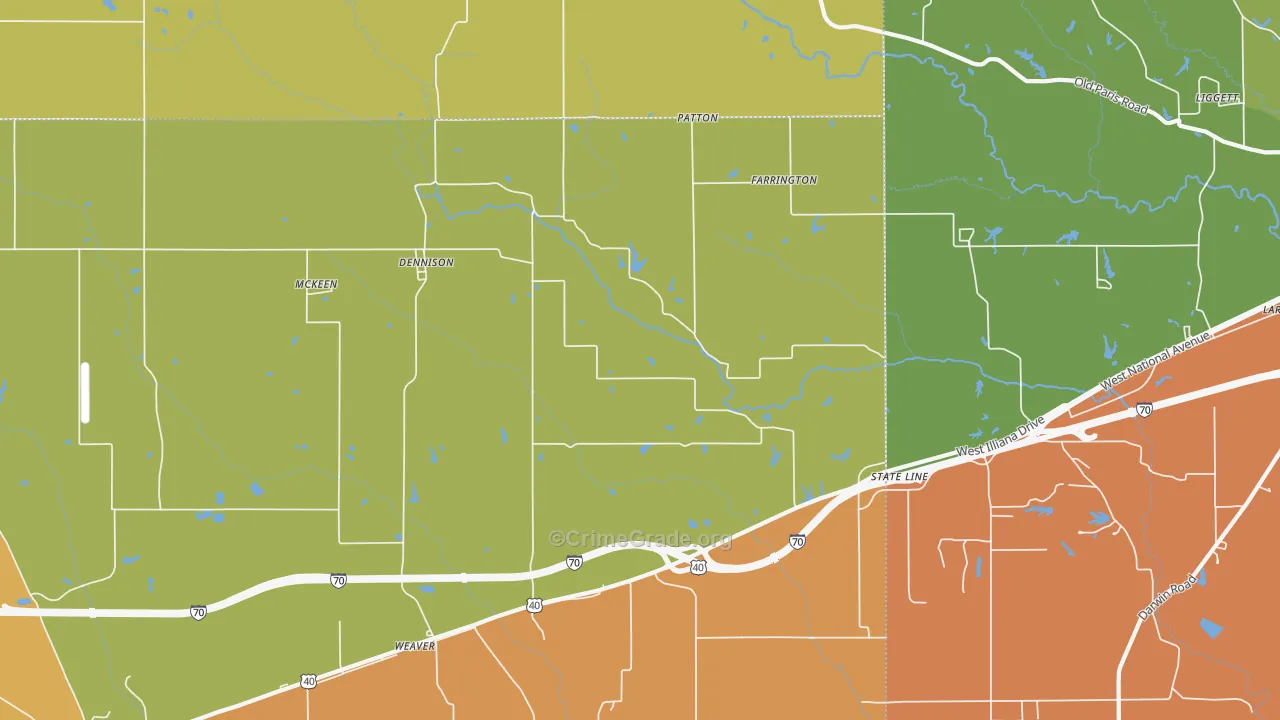 Dennison, IL Map of Robbery Rates
